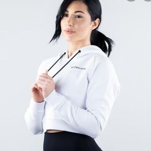 Alphalete Cropped Hoodie (white)